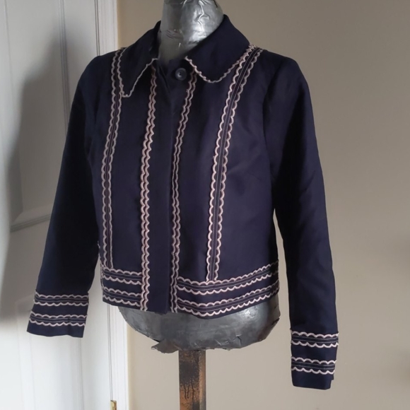 Boden Jackets & Blazers - Boden cute navy and pink scallop-trim jacket